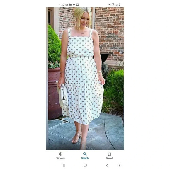 Somewherelately Dress White Brown Polka Dots Adjustable Straps Cutout Si… - Picture 1 of 11